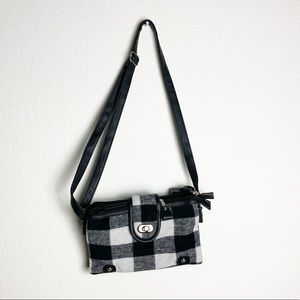 Black White Checkered Crossbody Shoulder Bag